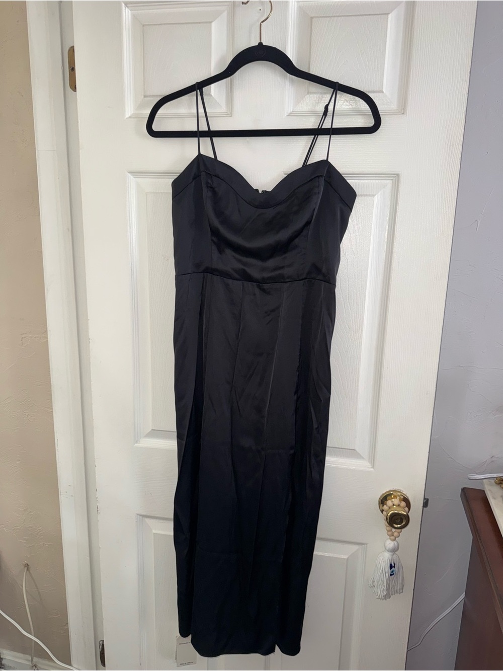 Abercrombie & Fitch Black Satin Slip Midi Dress